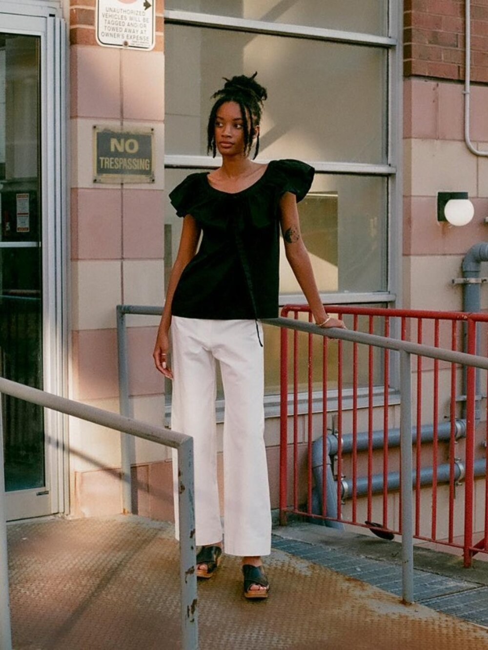 Horses Atelier, Black Ruffle & Bow Accents, Black blouse